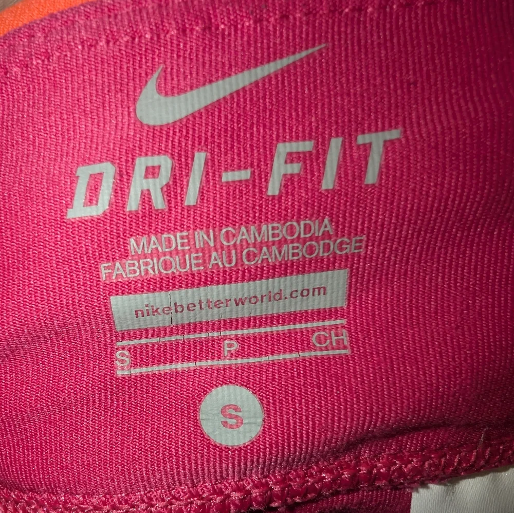 Nike Women's Cropped Dri-Fit Leggings Pink & Orange W/ Zip Pocket & Drawstring - Picture 15 of 16